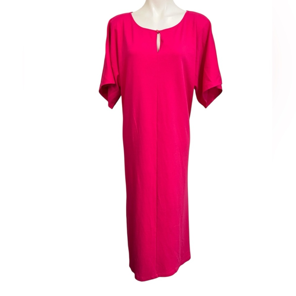 Joan Vass maxi dress sz L oversized Pink Cotton short sleeve casual loungewear